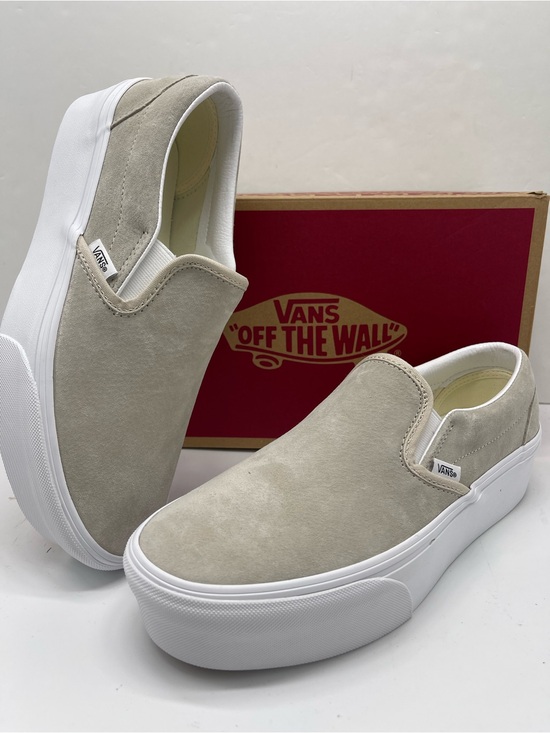 Vans Shoes - Vans Classic Slip-On Stackform Nubuck Oatmeal Platform Sneakers VN000E8C2N1 NWT